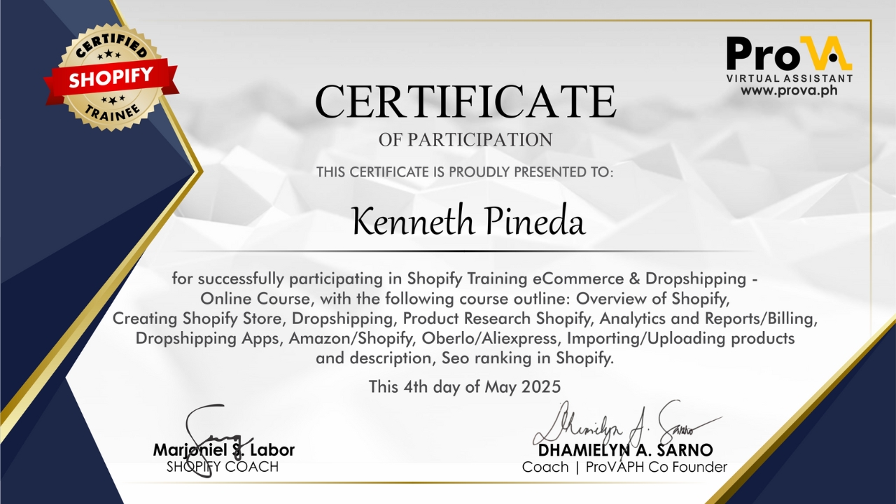 Shopify Certificate