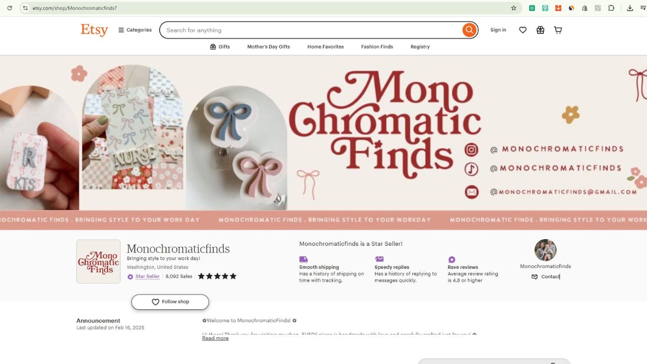 MonochromaticFinds Product Listing